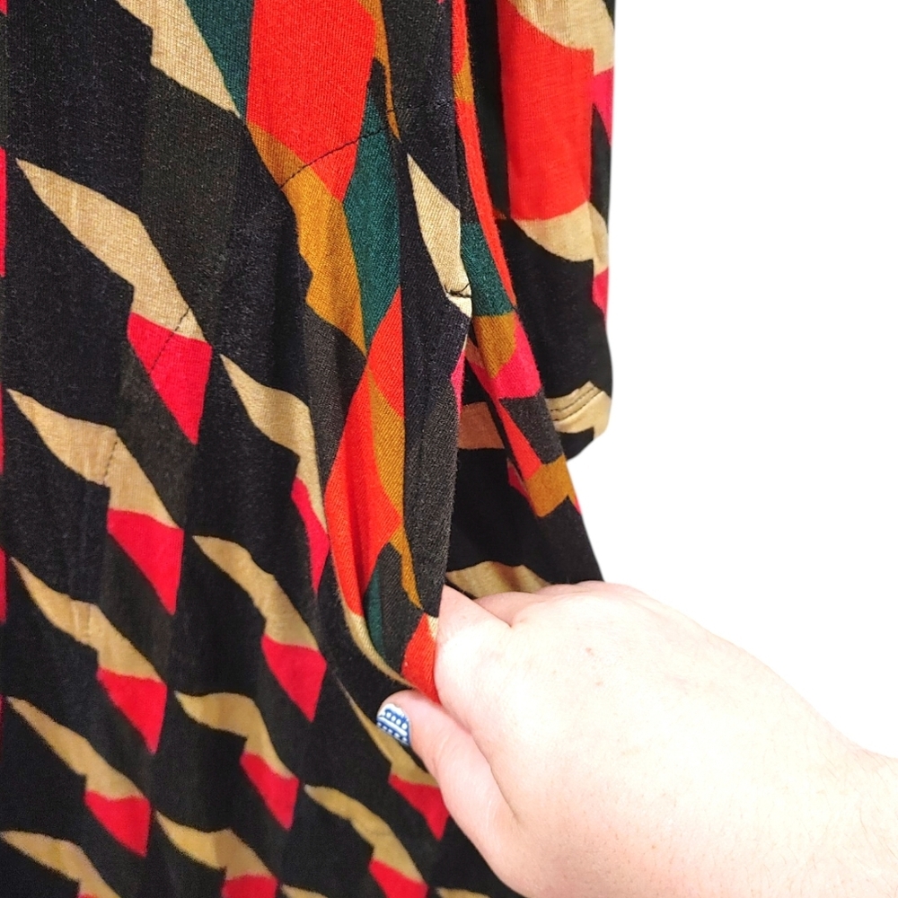 Soft Surroundings Colorful Geometric V-Neck Long Sleeve Maxi Dress Women Size M - Picture 6 of 8